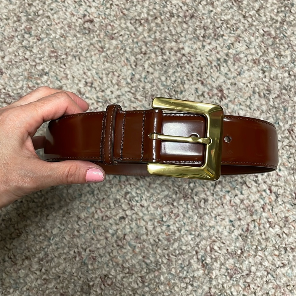Coach Brown Leather Belt with Gold Buckle